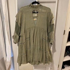 Free People Ruffle Lace Free Swinging Mini Dress